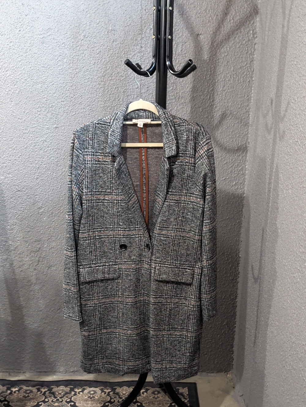 Philosophy Gray Plaid Longline Pea Coat